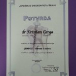 Dr Kristian Gerga - Diplome, sertifikati